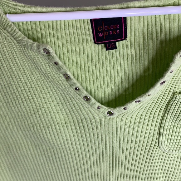 Colour Works Green Cotton Women’s Short Sleeve Top - Picture 2 of 5